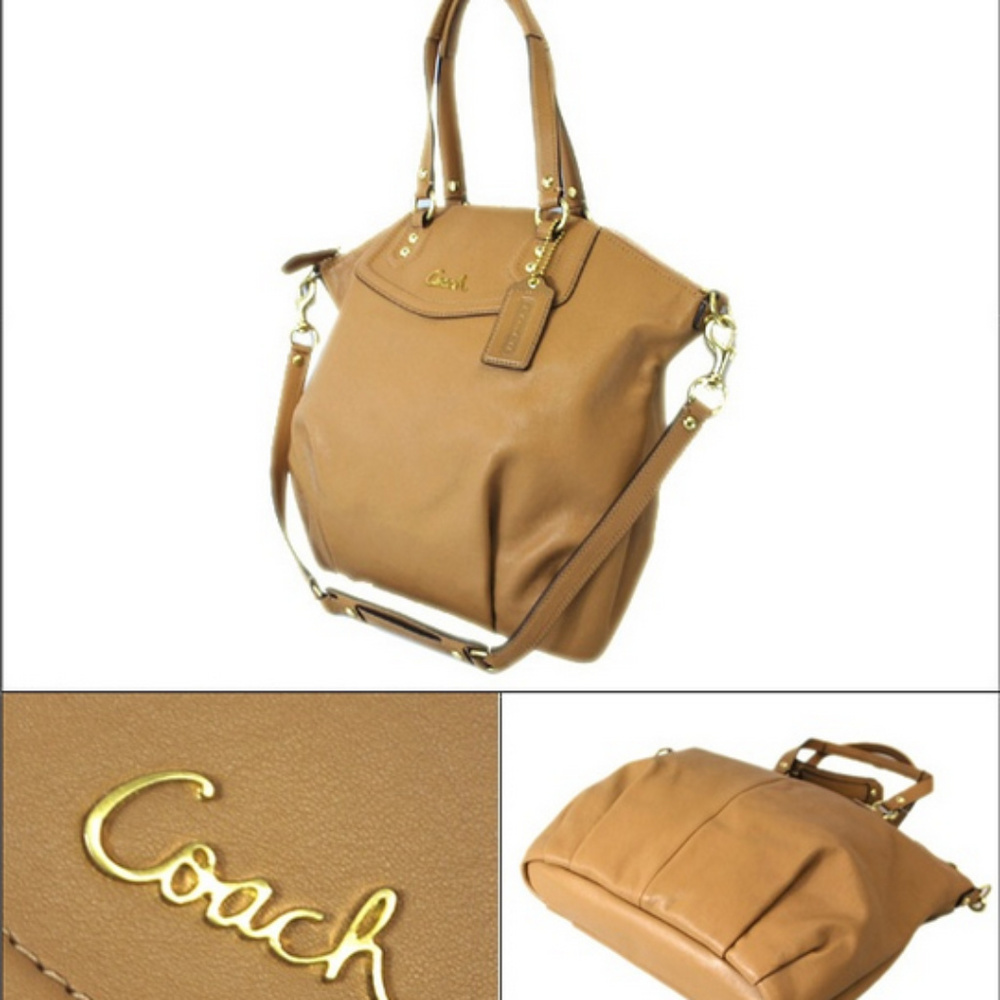 Coach Ashley Leather Satchel Camel
